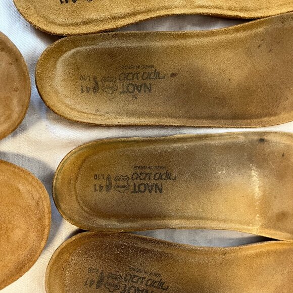 3 Pairs NAOT WOMENS FOOTBEDS Insoles EU 41 US L 10 Replacements -Tan Suede Cork - Picture 6 of 7